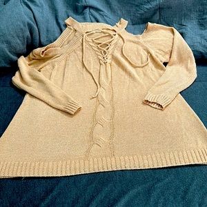 Women’s cold shoulder knit sweater top